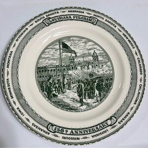 1953 New Orleans Louisiana 150th Purchase Commemorative Plate - Green and Cream